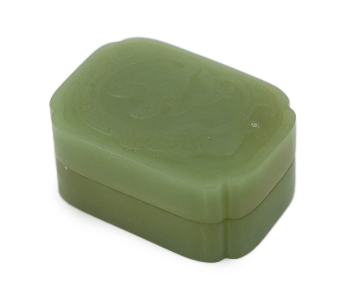 A Chinese green jade box and cover, possibly Ming dynasty